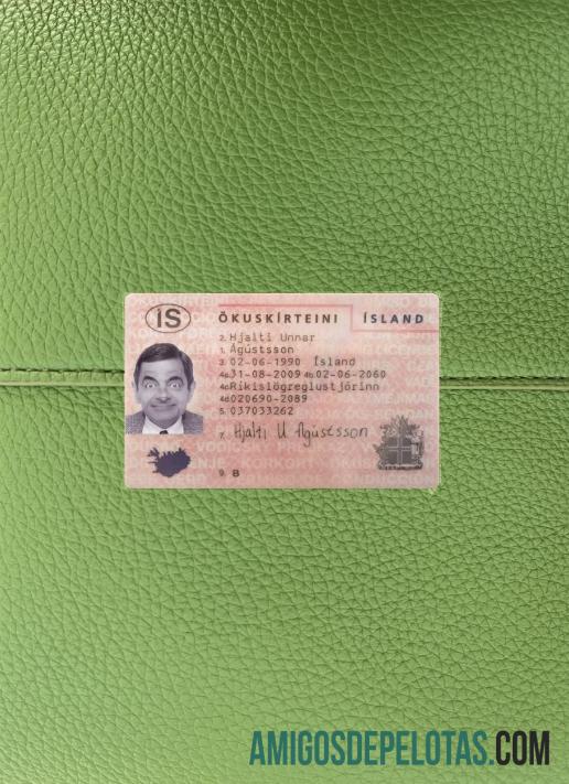 Carteira de habilitação da Islândia fotolook frente exemplo real